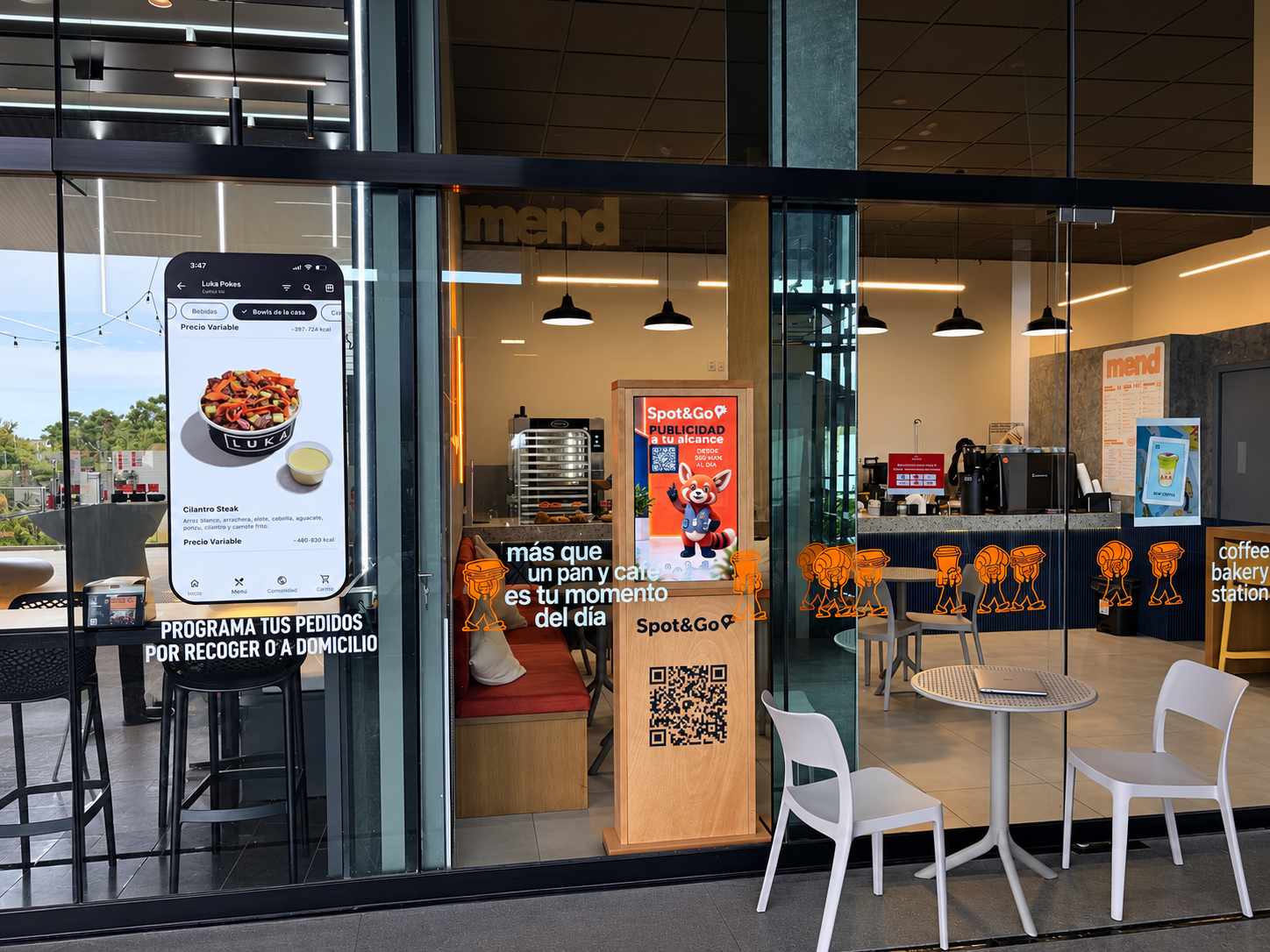 Pantalla en Mend Coffee Bakery